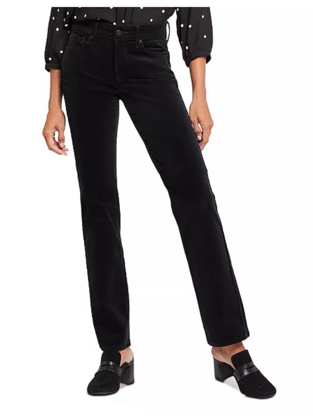 NYDJ Marilyn High Rise Straight Leg Corduroy Pants Black Lift Tuck Size 0
